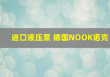 进口液压泵 德国NOOK诺克